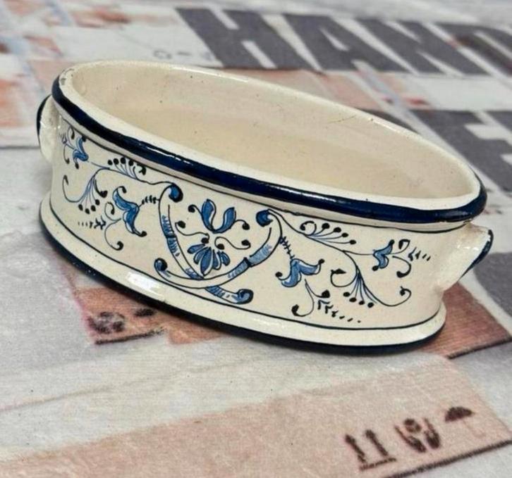 Petite jardinière vintage bleu Delft 20 x 10 cm, Antiquités & Art, Curiosités & Brocante, Enlèvement ou Envoi