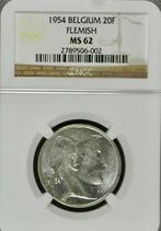 Belgium 20 Francs 1954 Vlaams UNC, Monnaie en vrac, Argent, Argent, Envoi