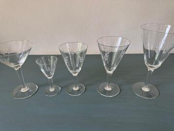 Volledig servies glazen art deco jaren 20