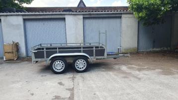 Remorque double essieux 750kg 2.57m/1.30m, Enlèvement, Comme neuf