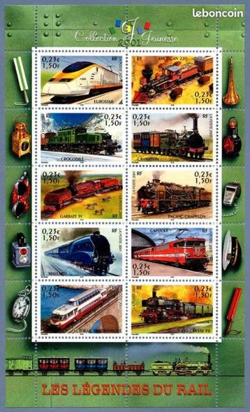 20 Planches 10 timbres Les Légendes du Rail, Envoi, Non oblitéré, Trains