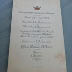 Carte de menu du 3 juin 1894 ville de mons, Enlèvement ou Envoi