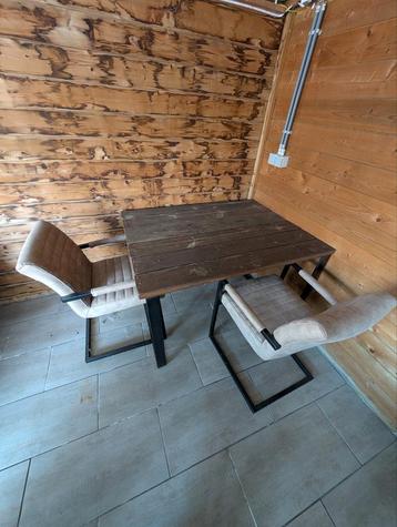Tafel in steigerhout plus 2 stoelen, Enlèvement, Comme neuf