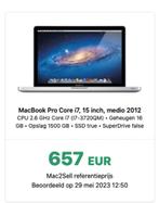 MacBook Pro 2012 15" I7quad 2x SSD Samsung, Comme neuf, 16 GB, MacBook Pro, 2 à 3 Ghz