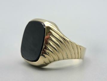 Bague vintage en or pour homme avec onyx. 2025/522, Bijoux, Sacs & Beauté, Enlèvement ou Envoi, Femme ou Homme, Comme neuf, Or