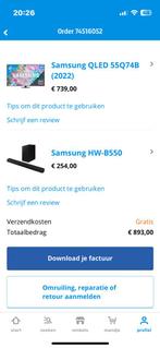 Tv Samsung + soundbar nieuwprijs 900 euro ,, Informatique & Logiciels, Comme neuf, Enlèvement ou Envoi