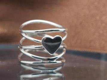 Coeur  bague d'argent en sterling