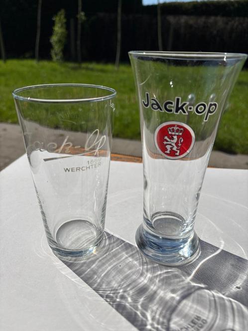 Jack-Op (2 glazen), Verzamelen, Biermerken, Gebruikt, Glas of Glazen, Overige merken, Ophalen of Verzenden