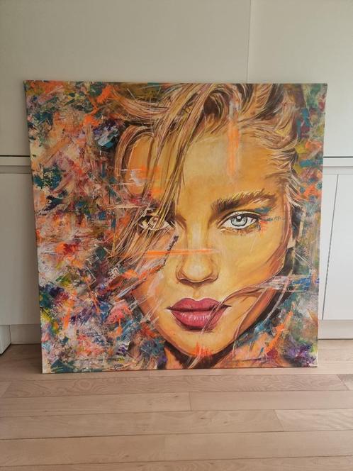 Schilderij - Portret 120x120, Antiek en Kunst, Kunst | Schilderijen | Modern, Ophalen