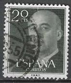 Spanje 1955-1958 - Yvert 856 - Generaal Franco - 20 c. (ST), Timbres & Monnaies, Timbres | Europe | Espagne, Affranchi, Envoi