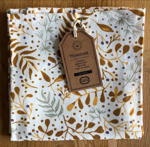 nieuw theedoek bio-katoen Dille & Kamille 50x70, Huis en Inrichting, Keuken | Textiel, Nieuw, Theedoek of Handdoek, Beige, Ophalen of Verzenden