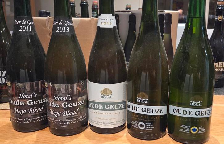 Oude geuze Horal mega blend 2011 2013 2015 2017 2021, Verzamelen, Biermerken, Ophalen