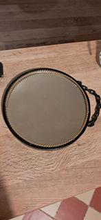 antiek vintage metalen spiegel diamater 30 cm, Ophalen, Gebruikt, Rond, Metaal