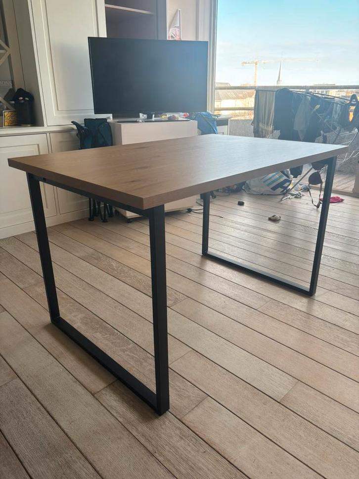 Tafel AABENRAA 80x120 – Warm Eiken / Zwart, Huis en Inrichting, Tafels | Eettafels, Zo goed als nieuw, 50 tot 100 cm, 100 tot 150 cm