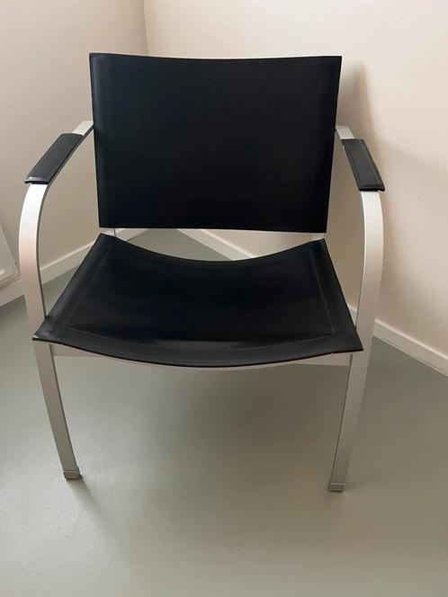 Tord Bjorklund tuigleren zetel, Huis en Inrichting, Stoelen, Gebruikt, Eén, Leer, Metaal, Zwart, Ophalen