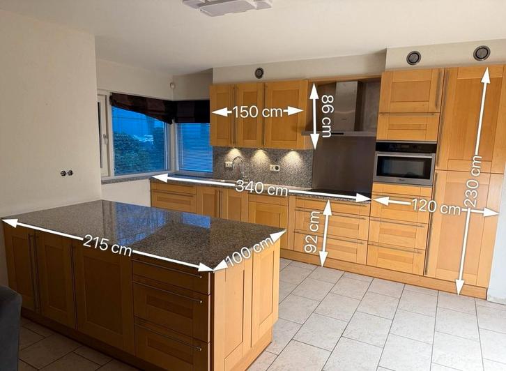 Uitgeruste keuken met eiland, Huis en Inrichting, Keuken | Complete keukens, Gebruikt, Graniet of Steen, Met kookeiland, Ophalen