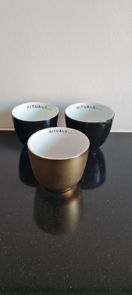 Rituals - 3 x Tea Cup Gold goud Black zwart - theekop, Huis en Inrichting, Keuken | Servies, Porselein, Ophalen of Verzenden