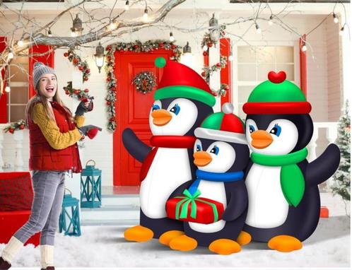 XXL Opblaasbare Kerst Pinguïns Familie. Met Ledverlichting., Divers, Noël, Neuf, Enlèvement ou Envoi