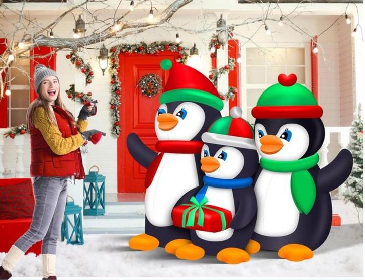 XXL Opblaasbare Kerst Pinguïns Familie. Met Ledverlichting., Diversen, Kerst, Nieuw, Ophalen of Verzenden