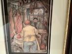 Anton Pieck 3 D   26 X 31 cm.  Beenhouwerij., Ophalen of Verzenden