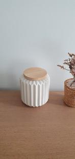 Wit opbergpotje met houten deksel, Ophalen of Verzenden, Zo goed als nieuw