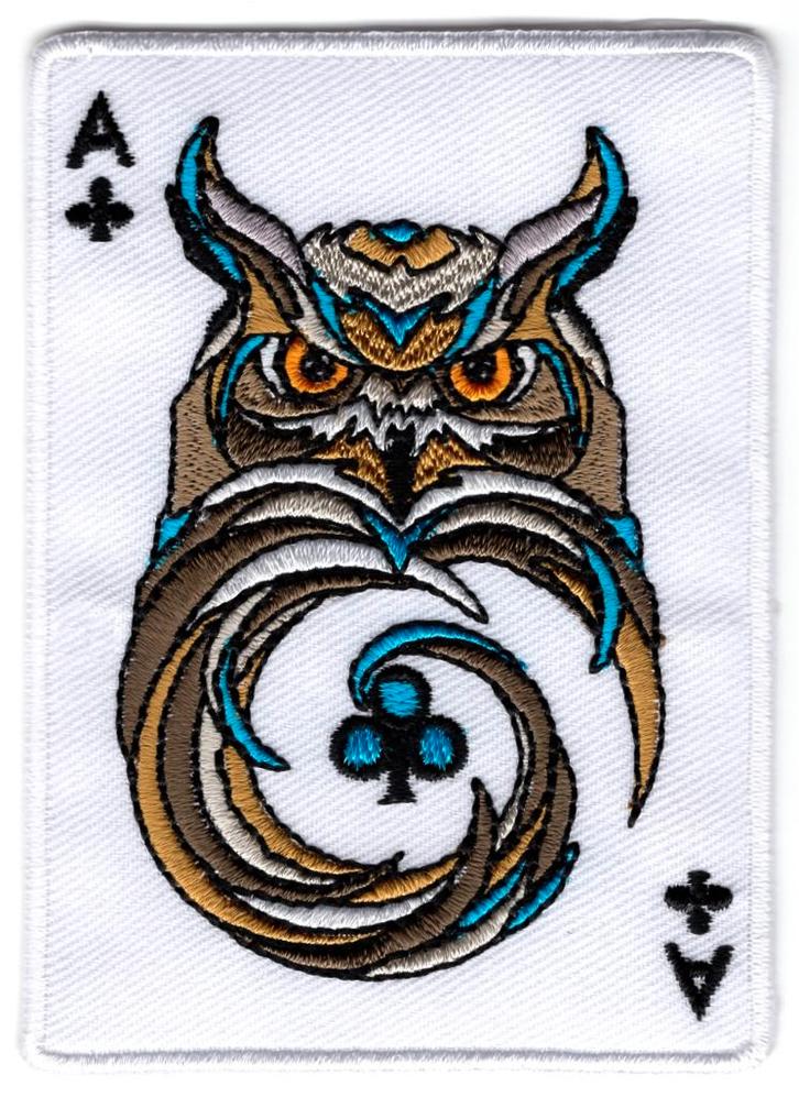 Ace of Clubs Owl stoffen opstrijk patch embleem #1, Verzamelen, Kleding en Patronen, Nieuw, Overige typen, Verzenden