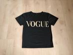 Zwart T-shirt met tekst Vogue, Comme neuf, Manches courtes, Taille 36 (S), Noir