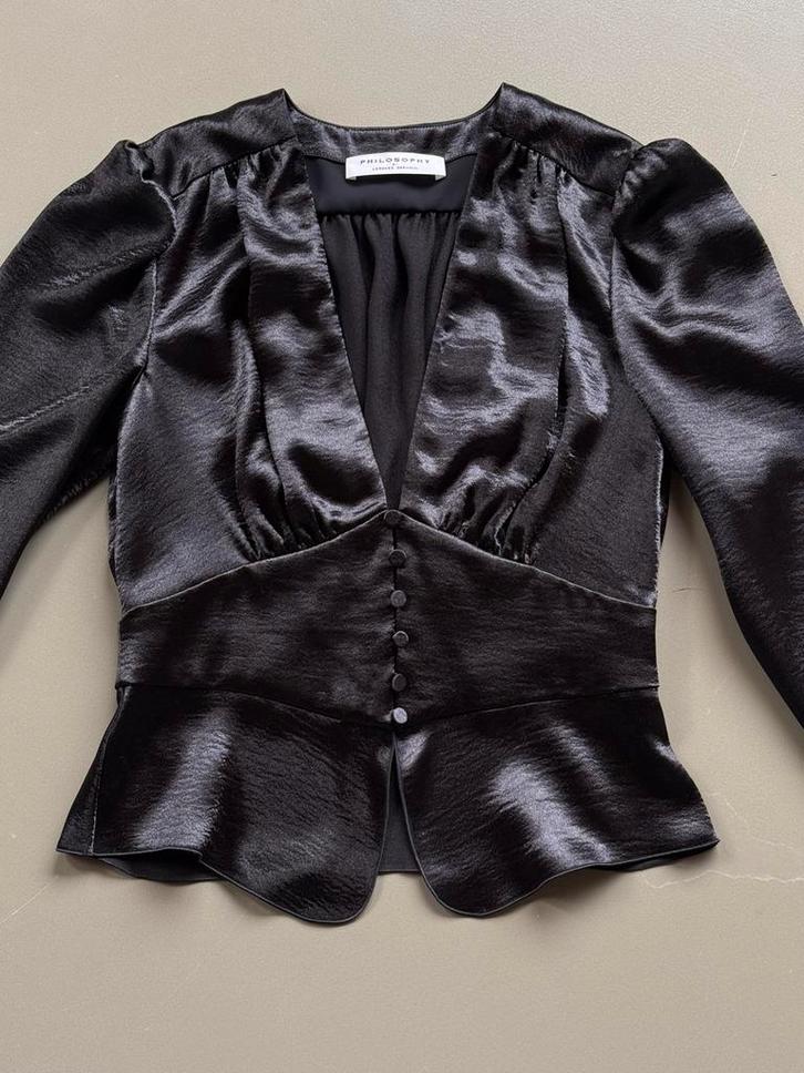 Ongedr Philosophy Di Lorenzo Serafini blouse, diepzwart, Kleding | Dames, Blouses en Tunieken, Nieuw, Maat 38/40 (M), Zwart, Verzenden