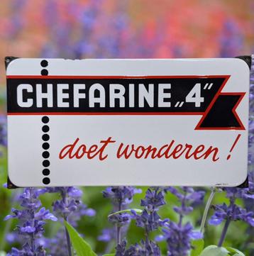 Top emaille bord van Chefarine 4, Langcat Bussum. beschikbaar voor biedingen