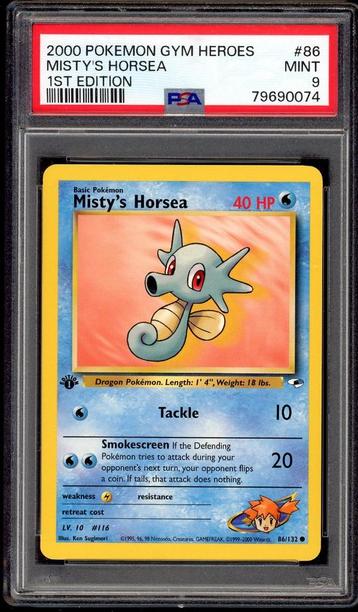 Misty's Horsea 1st Edition PSA 9 - 86/132 -  1999 Gym Heroes