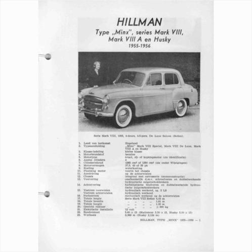 Hillman Minx Vraagbaak losbladig 1955-1956 #1 Nederlands, Livres, Autos | Livres, Utilisé, Enlèvement ou Envoi