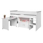 Lit mi-hauteur avec bureau 90x200 – blanc, Enlèvement, Comme neuf