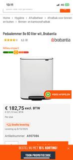 Prachtige Brabantia vuilbak 60 L perfecte staat., Ophalen, Zo goed als nieuw