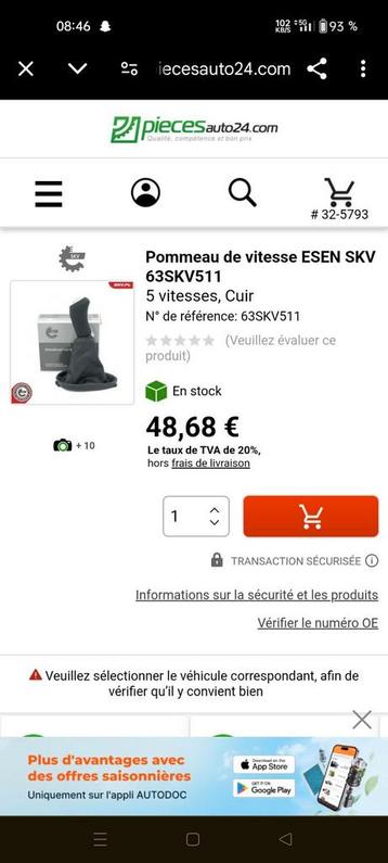 Pommeau origine Renault ( modus -clio - laguna ), Autos, Particulier, Achat