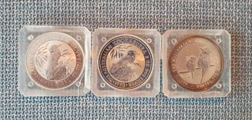 3 x 2 troy oz zilveren kookaburra 1993 94 99