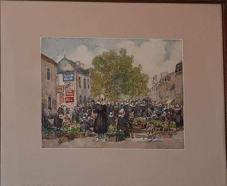 Fernand Legout-Gérard (1856-1924) aquarel, Antiek en Kunst, Kunst | Schilderijen | Klassiek, Verzenden