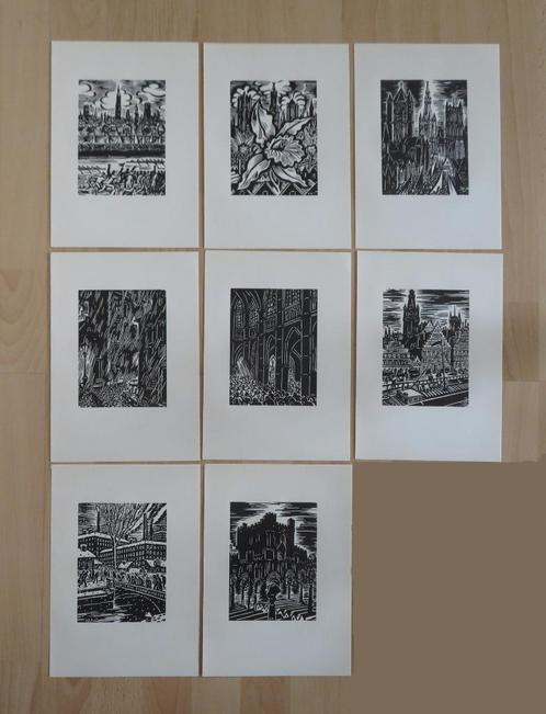 Frans Masereel: GENT (8 houtsneden), Antiek en Kunst, Kunst | Etsen en Gravures, Verzenden