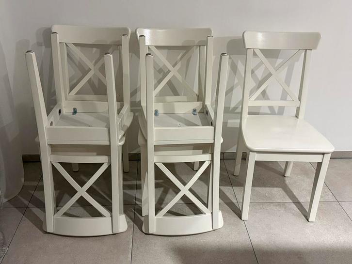 8 CHAISES IKEA ROSENTORP, Maison & Meubles, Chaises, Utilisé, Cinq, Six Chaises ou plus, Bois, Blanc, Enlèvement