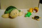 3x schildpad =1 pluche +2 kunststof =groen met kikker +bruin, Kinderen en Baby's, Speelgoed | Poppen, Overige typen, Ophalen of Verzenden
