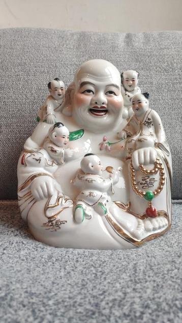 Porselein Boeddha Met Baby's Vintage