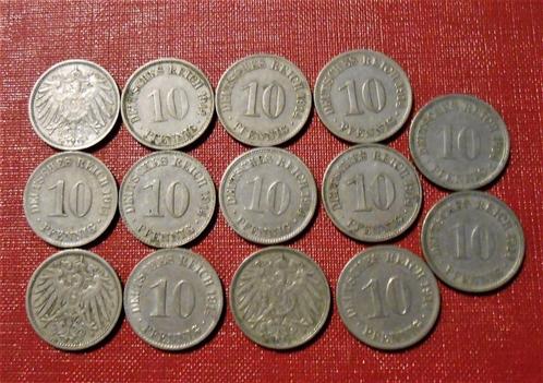 lot van 14 Deutsches Reich - 10 pfennig 1914 - 0,50 stuk, Postzegels en Munten, Munten | Europa | Niet-Euromunten, Losse munt