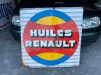 Plaque émaillée Huiles Renault, Collections, Utilisé, Enlèvement ou Envoi, Panneau publicitaire