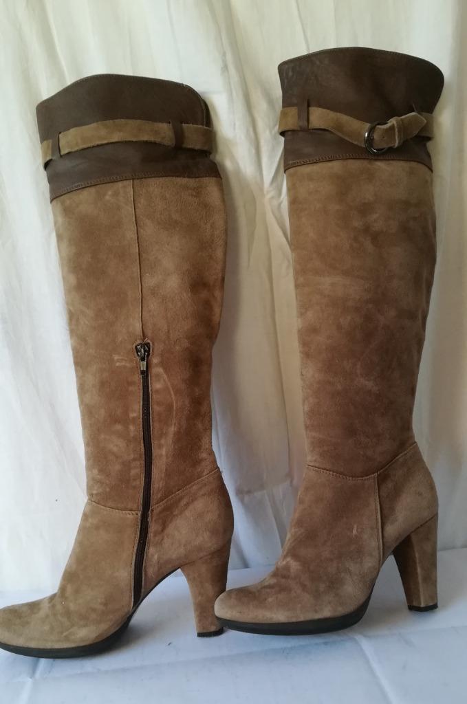 393B* PROGETTO mooie taupe leren hoge laarzen (39), Kleding | Dames, Schoenen, Gedragen, Hoge laarzen, Overige kleuren, Verzenden