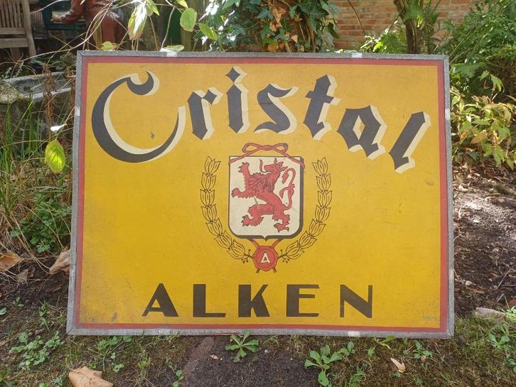 Cristal Alken reclamebord., Verzamelen, Biermerken, Gebruikt, Ophalen of Verzenden