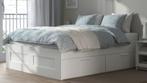 2 persoonsbed wit ikea Brimnes met 2 bedlades, Huis en Inrichting, Slaapkamer | Bedden, Ophalen, Overige materialen, Gebruikt