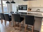 Stoelen en barkrukken keuken of eetkamer, Huis en Inrichting, Stoelen, Ophalen, Gebruikt, Zwart, Leer