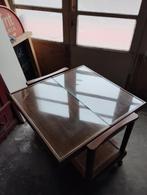 houten salontafel (inklapbaar)  met glazen blad, Antiek en Kunst, Ophalen