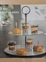 Plat à servir à 2 étages en verre, Huis en Inrichting, Tafelonderdelen, Ophalen, Minder dan 50 cm, Rond, Minder dan 50 cm