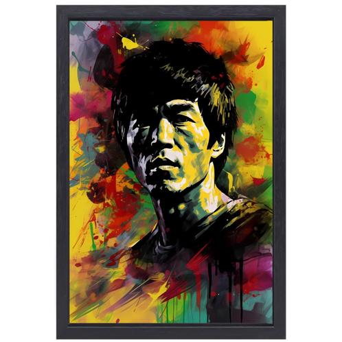 Toile de portrait Bruce Lee + cadre de cuisson 50x70cm, Antiquités & Art, Art | Peinture | Moderne, Envoi