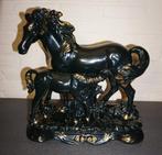 prachtig zwart porseleinen beeld van paarden, Antiek en Kunst, Ophalen of Verzenden